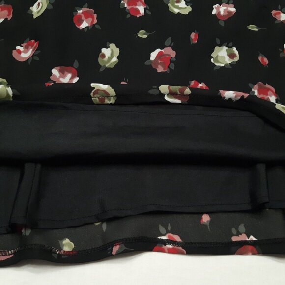 Chapter One Top Womens Large Black Floral Short Sleeve Lined 38 in Chest - Picture 9 of 13